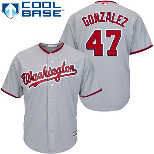 Nationals #47 Gio Gonzalez Grey Cool Base Stitched Youth MLB Jersey